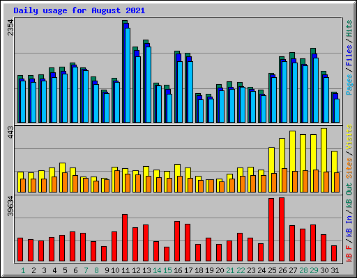 Daily usage for August 2021