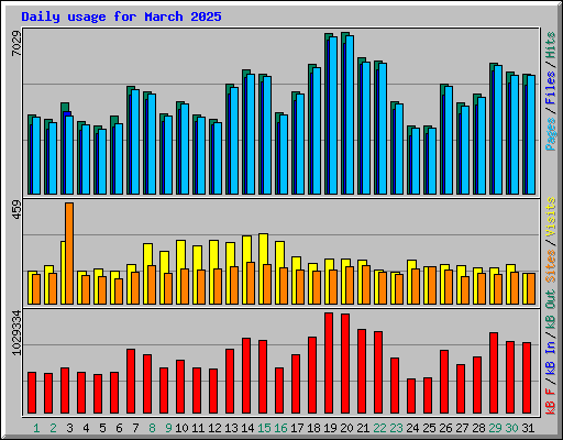 Daily usage for March 2025